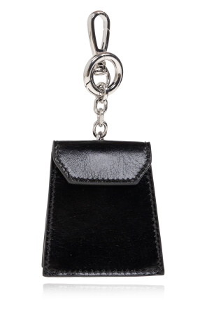 Leather pouch with keychain