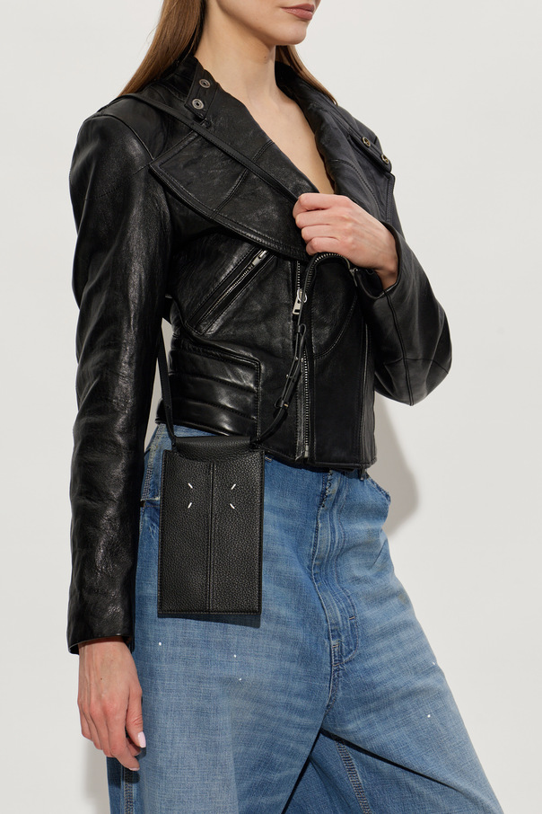 Maison Margiela Funda de cuero para teléfono con correa