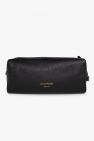 Common Projects BLACK Leather wash bag with logo