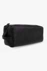 Common Projects BLACK Leather wash bag with logo