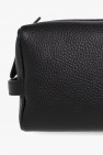 Common Projects BLACK Leather wash bag with logo