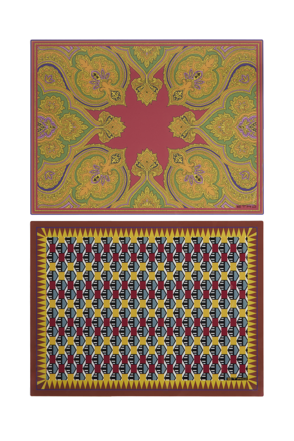 Two patterned coasters od Etro Home