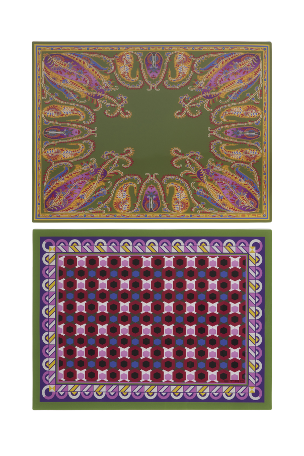Two patterned coasters od Etro Home