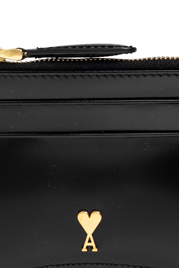 Ami Alexandre Mattiussi Leather card holder with logo