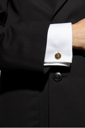 Brass cuff links od Dolce & Gabbana debossed-logo buckle belt
