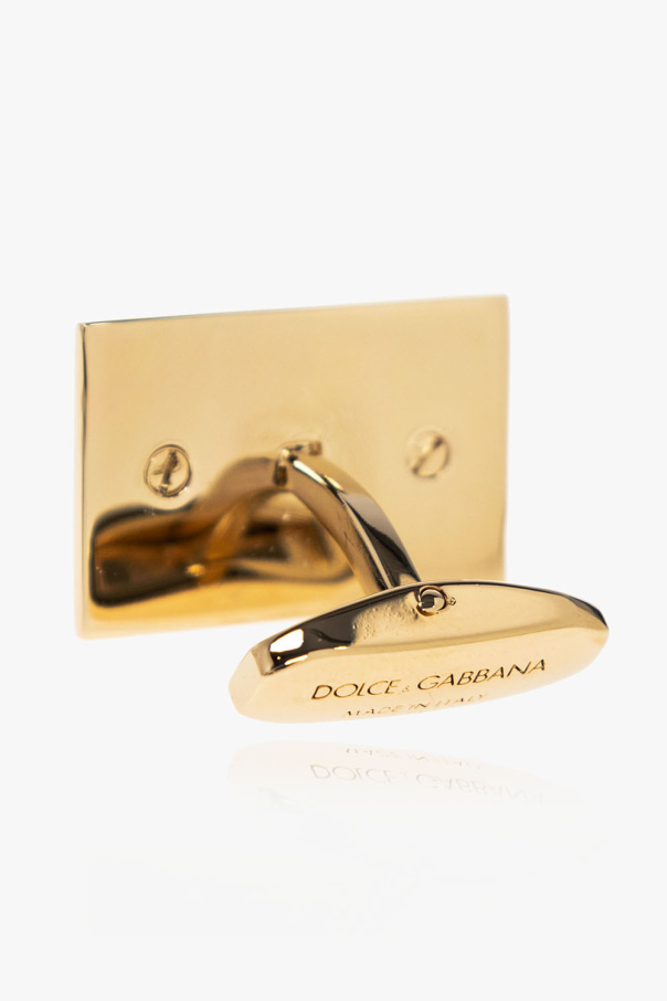 Dolce butterfly-print & Gabbana Logo-engraved cufflinks
