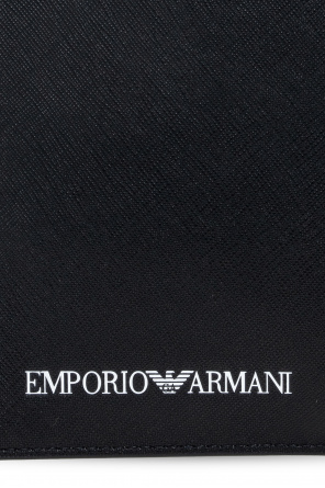 Emporio embroidered armani Card holder with strap