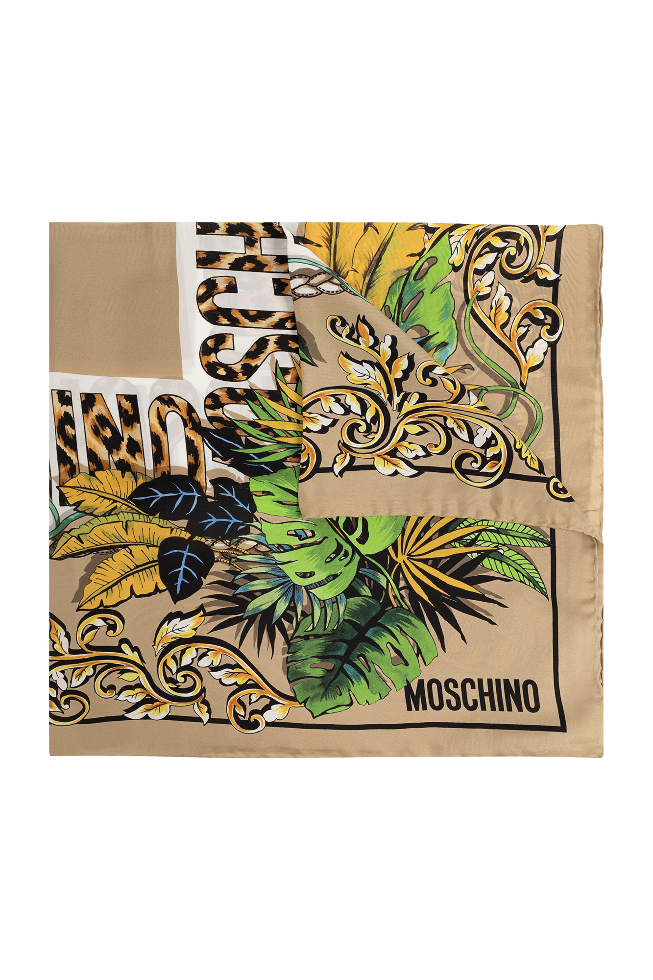 Beige Printed silk scarf Moschino - Vitkac Spain