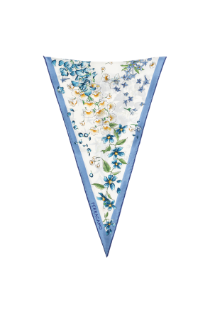 Asymmetrical scarf with floral motif