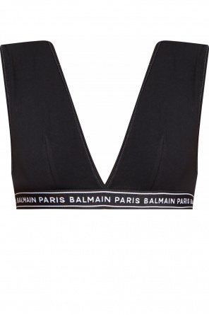 Balmain monogram-pattern cropped top