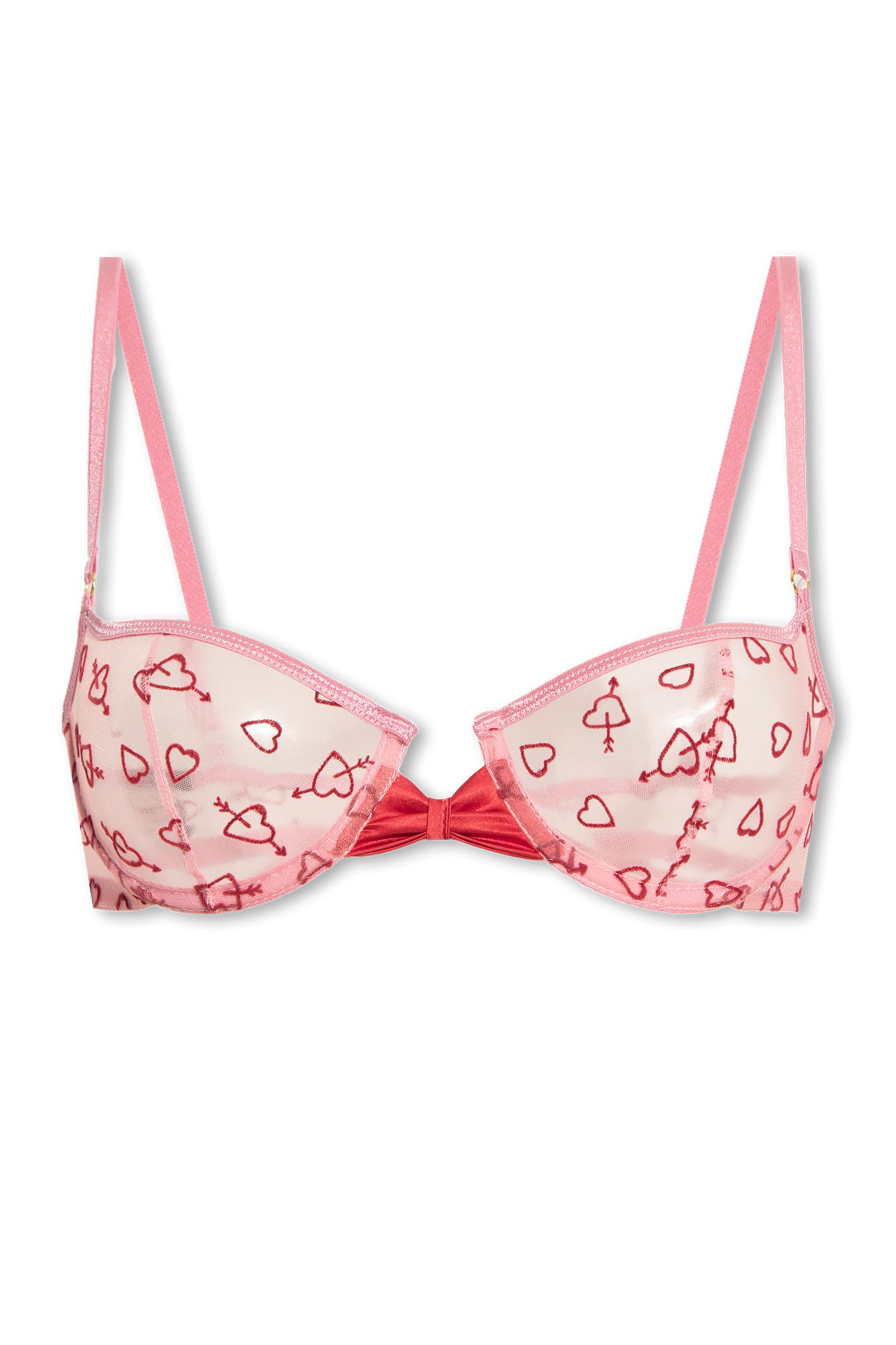 Le Petit Trou Coeur Underwire With Silk Bra - Pink/Deep Red