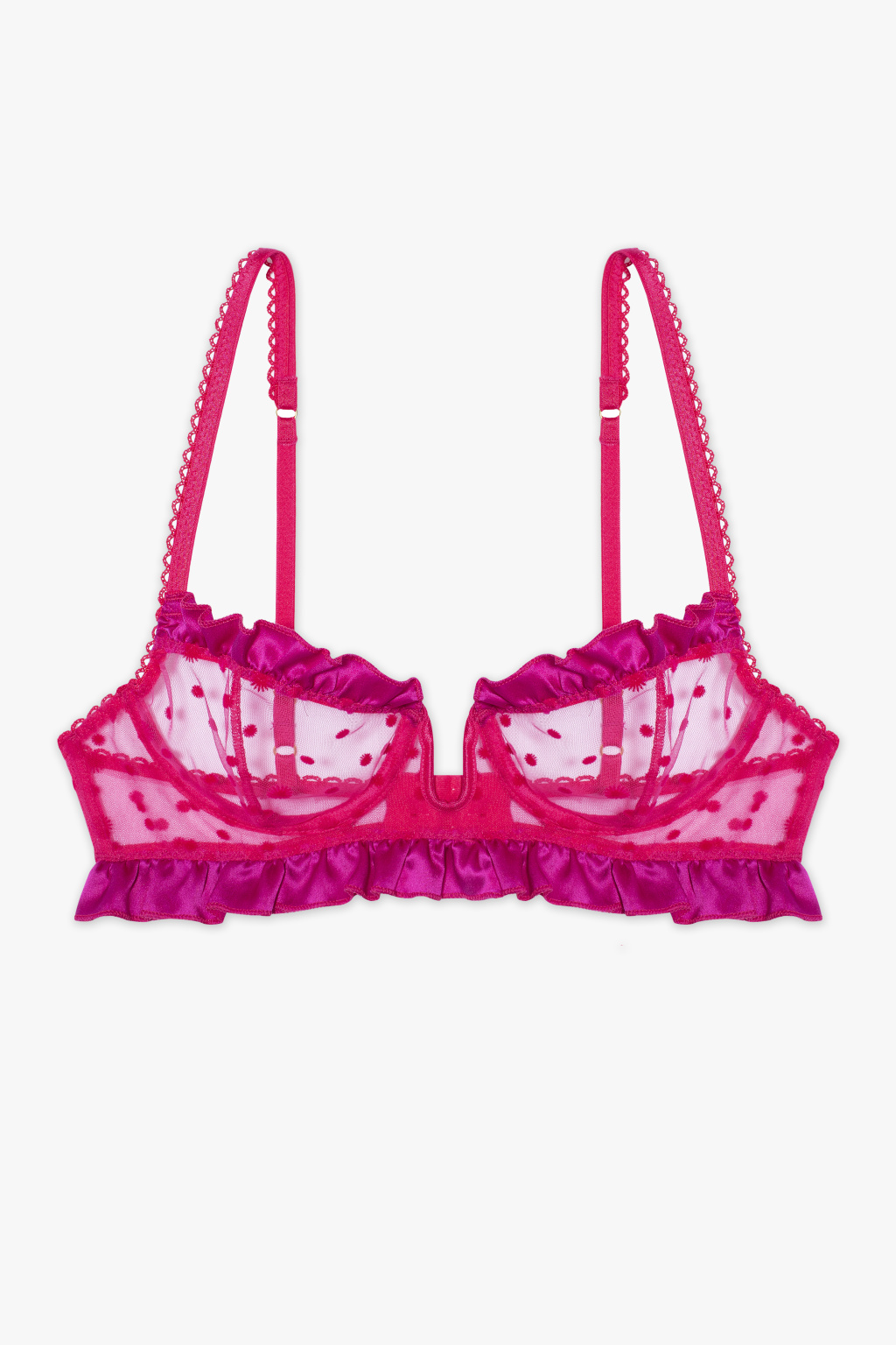 Pink 'Framboise' bra with frills Le Petit Trou - IetpShops Spain