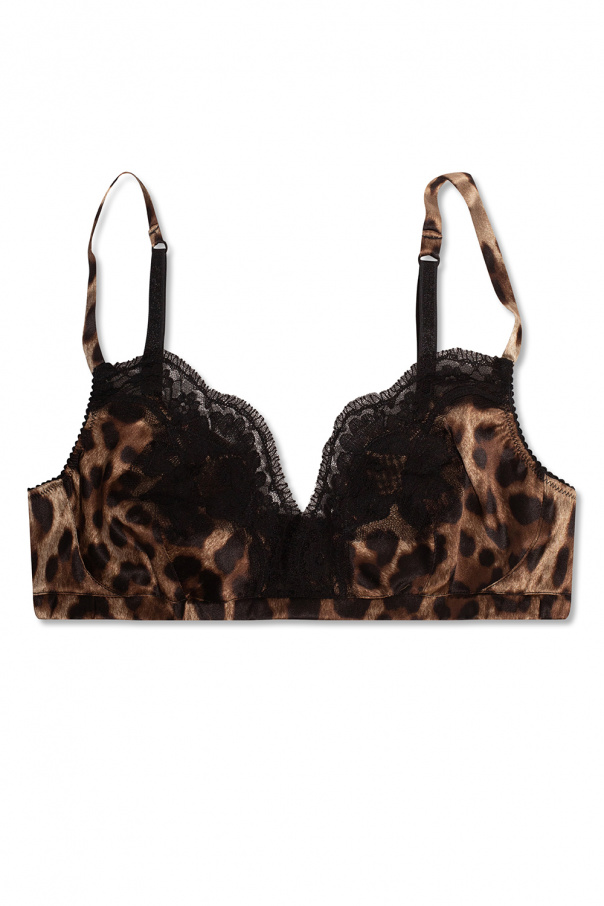 Dolce & Gabbana two-tone debossed-logo wallet Animal-print bra