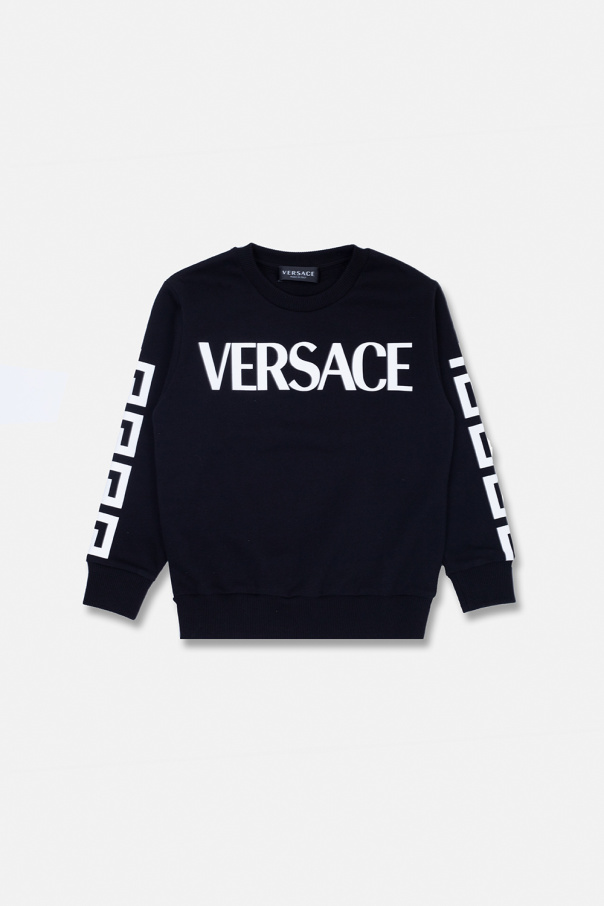 Versace Kids compass-patch zip-neck sweatshirt
