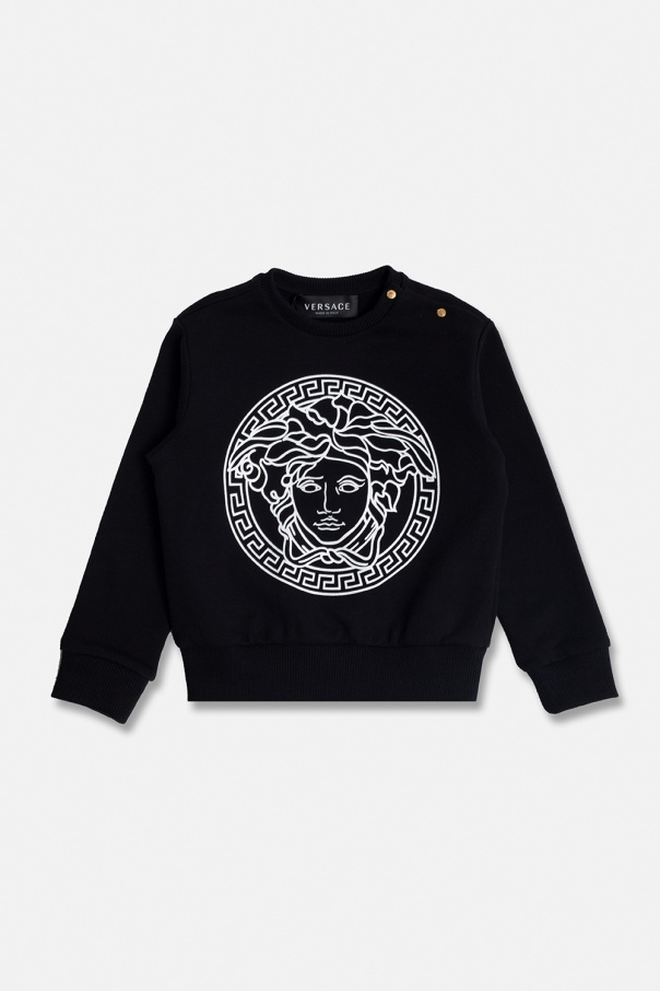 Versace Kids tweed sweatshirt with Medusa head