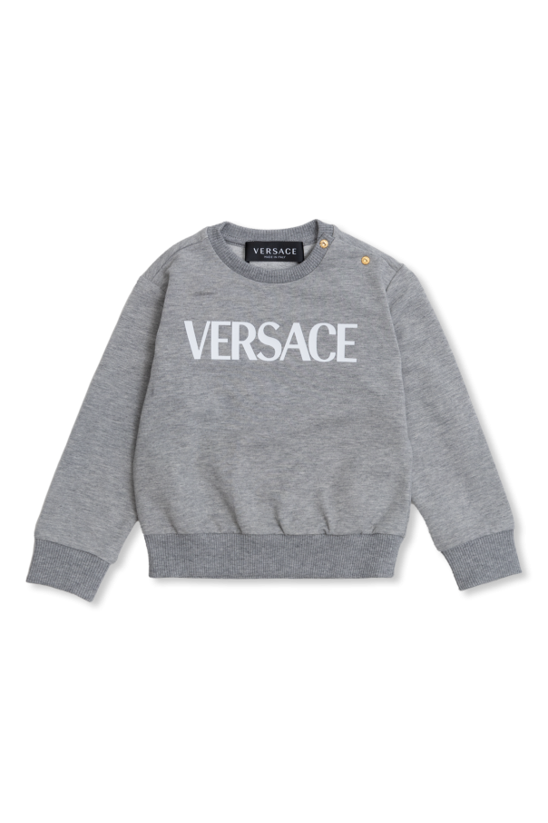 Versace Kids cotton jersey zip-up logo hoodie