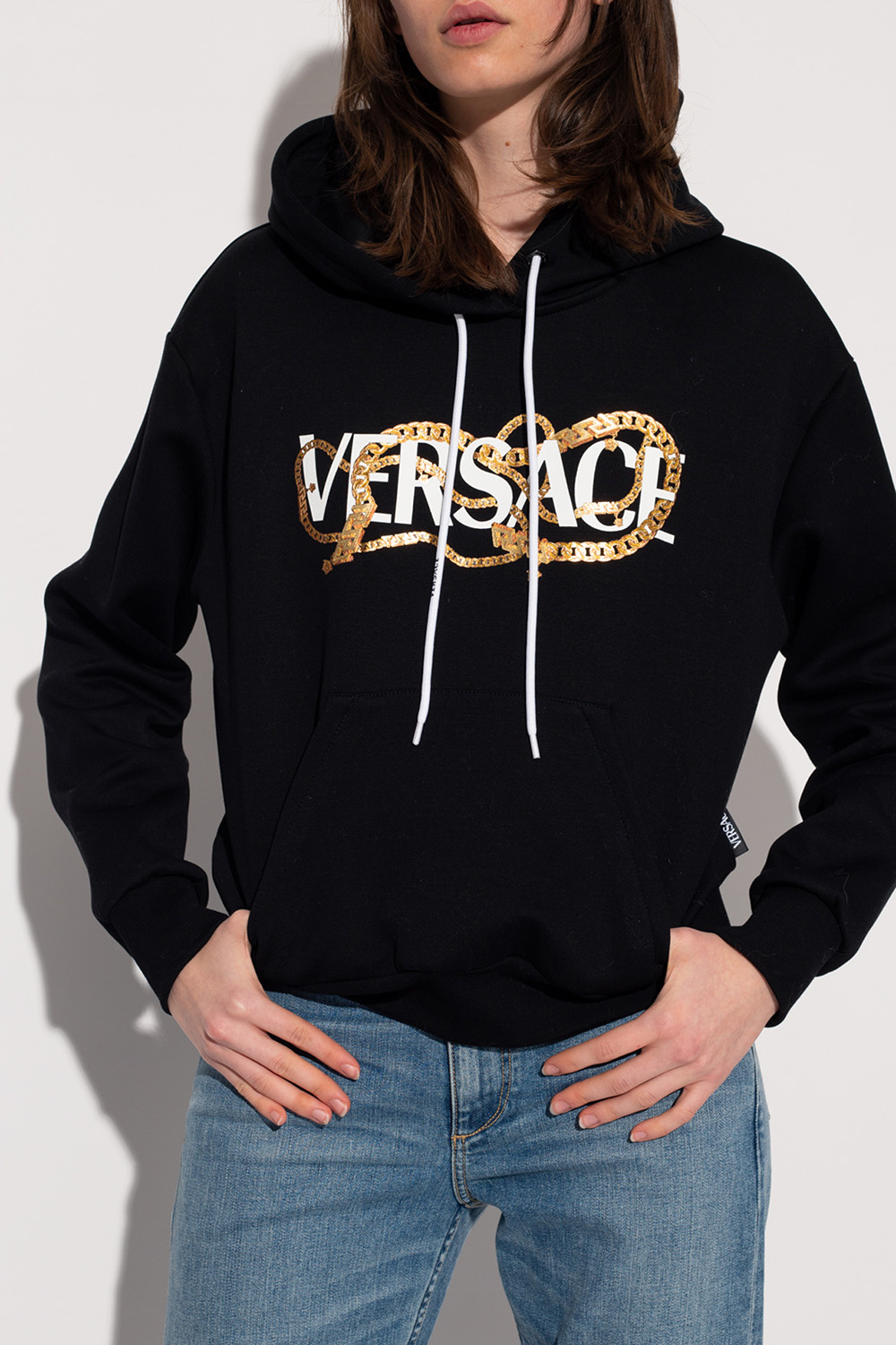 Versace Cotton T-shirt With Holographic Logo Print