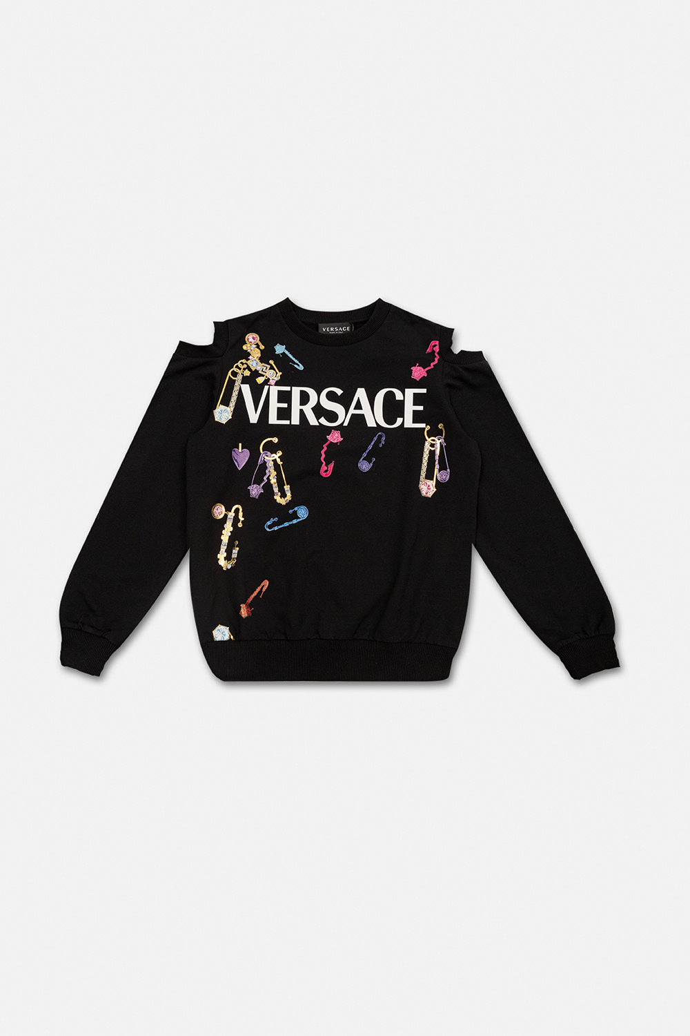 Versace Kids Gestapelde fleece hoodie met rits en logo