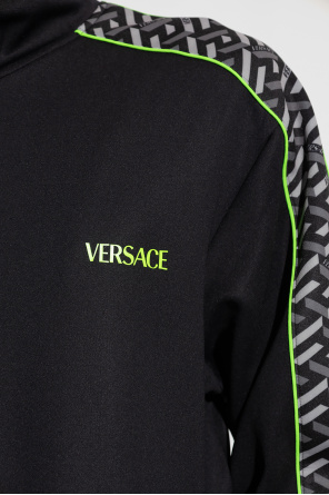 Versace logo pattern cotton hoodie Grün