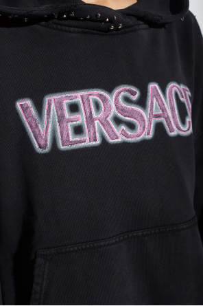 Versace South Beach Exclusive co-ord relaxed textured crop sweatshirt in white