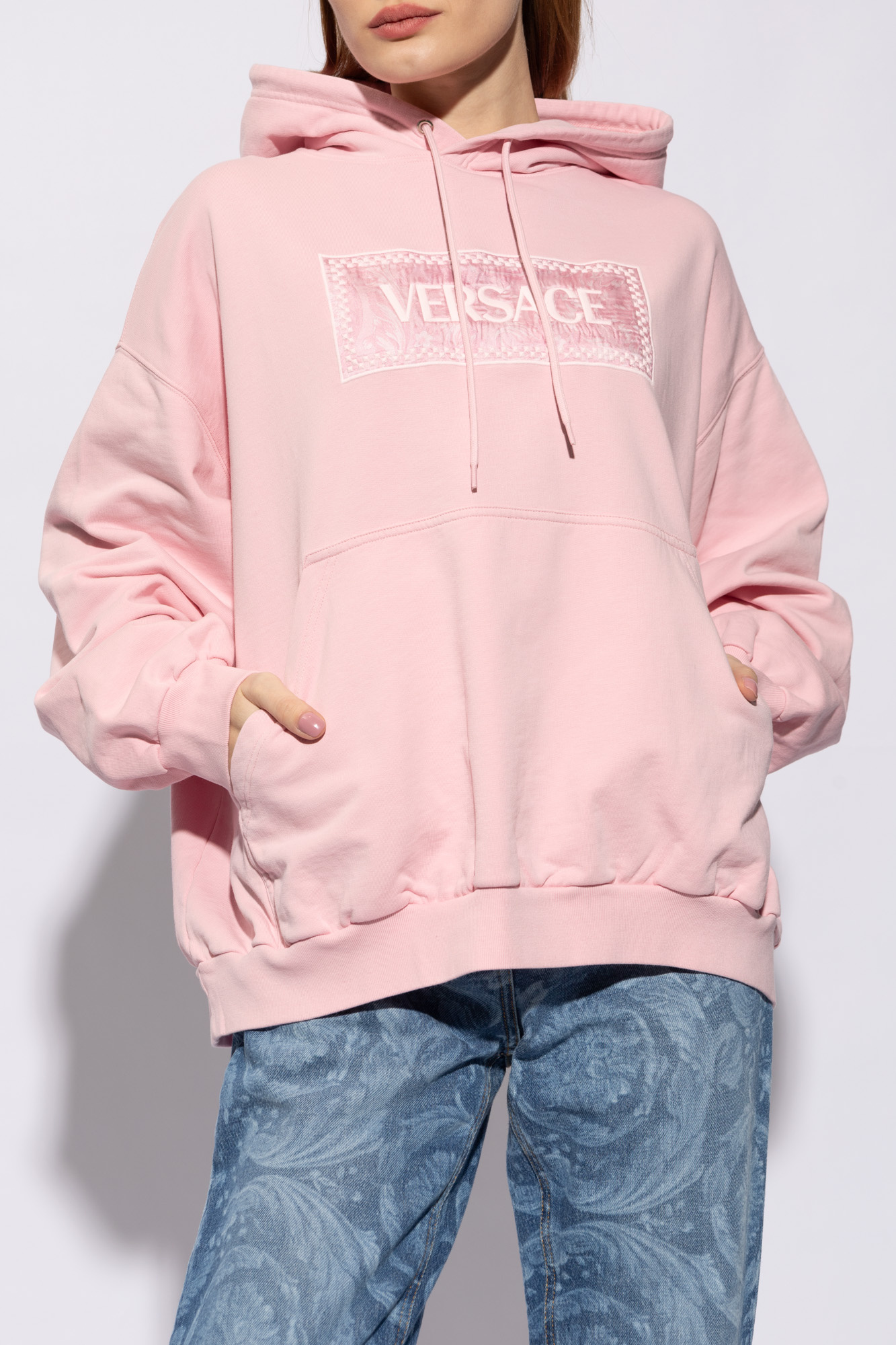Pink hoodie with logo