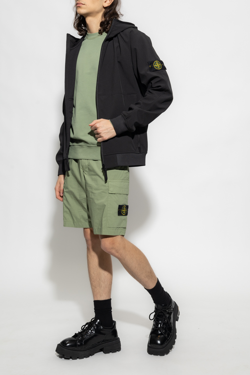 Stone Island contrasting-collar cotton-blend jacket