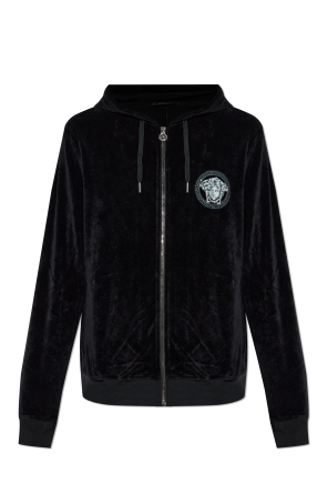 Samt-Sweatshirt mit schimmernder Applikation