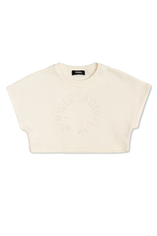 Versace Kids T-shirt z ażurowym logo