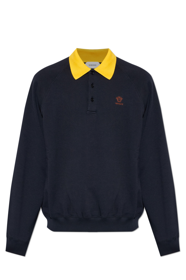 Cotton polo shirt with embroidered logo od Versace