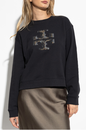 Tory Burch Sweatshirt with logo finished with shimmering sequins