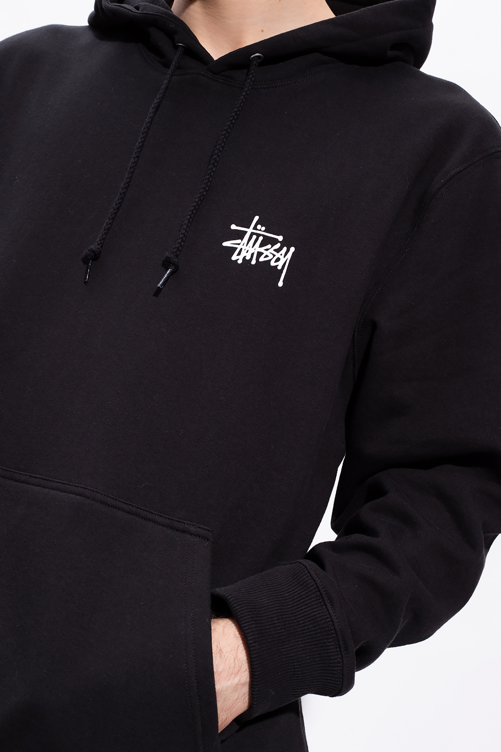 logo-print pullover hoodie, Stüssy