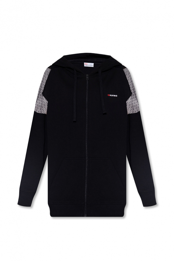 Red cut-out valentino Oversize hoodie