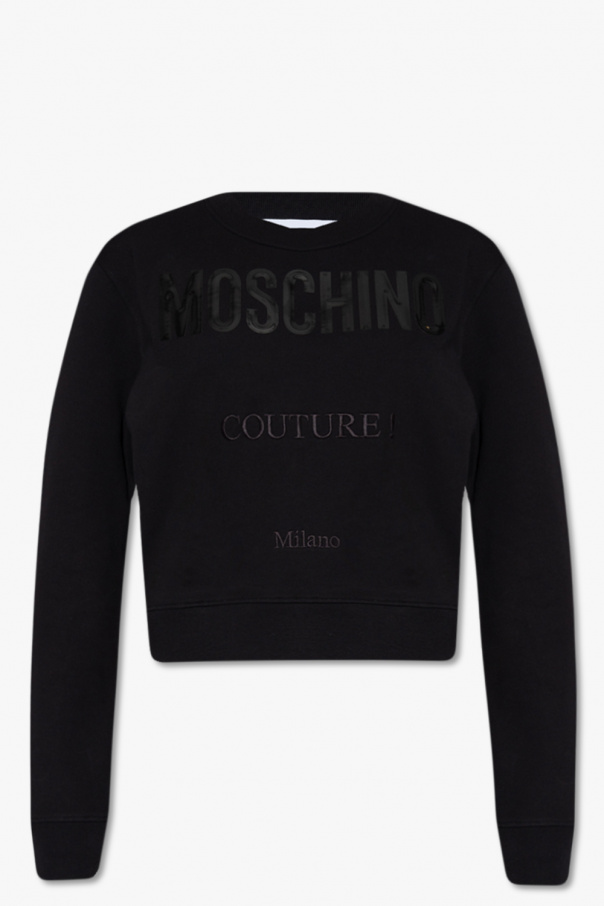Moschino band-collar leather jacket Neutrals
