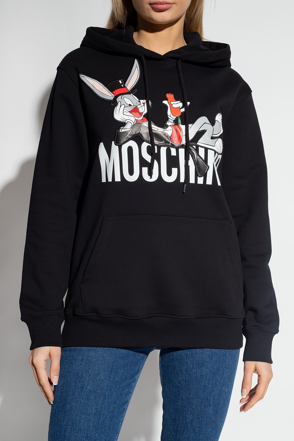 Moschino wide-sleeve cotton-blend hoodie