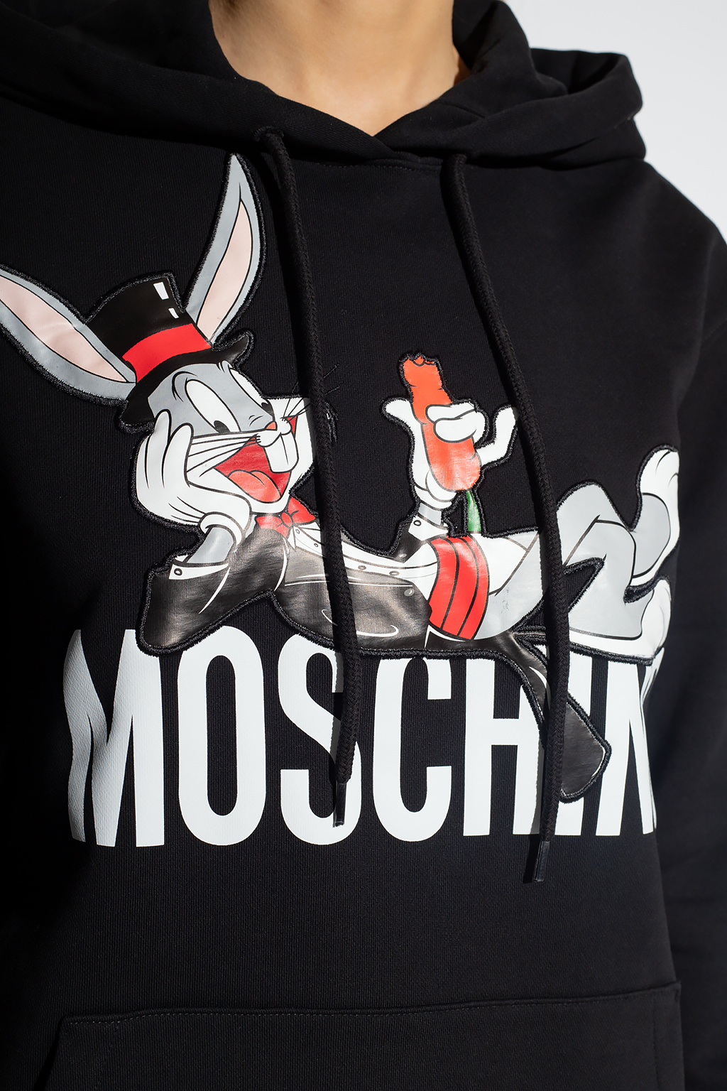 Moschino wide-sleeve cotton-blend hoodie