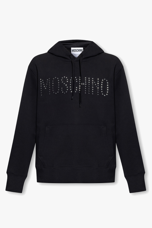 Moschino stripes double knit full zip scuba hoodie