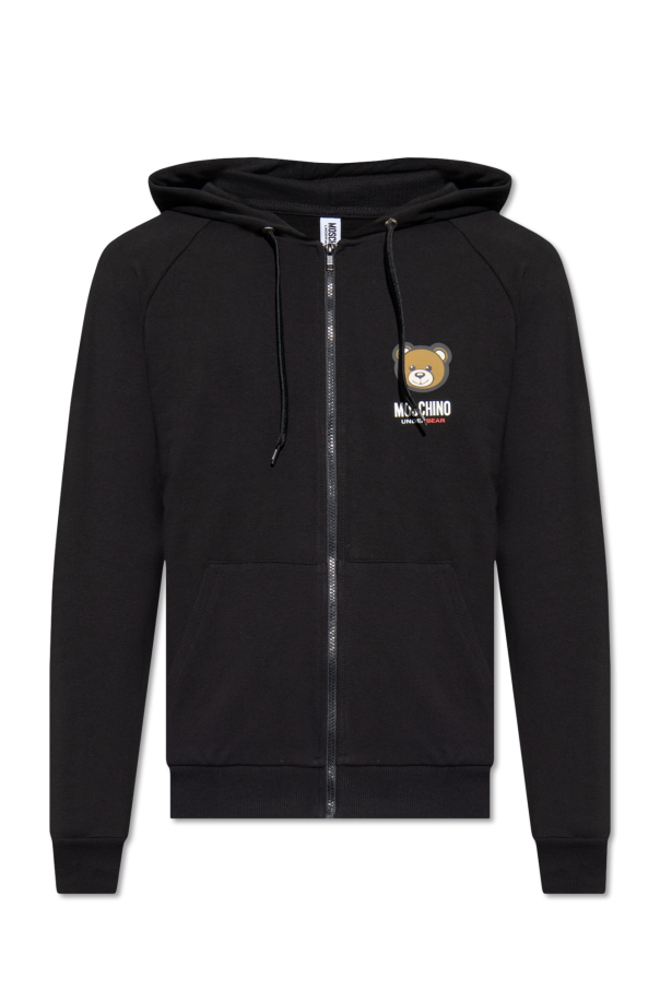 Moschino Kids Teddy Bear-patch hooded check shirt - Black