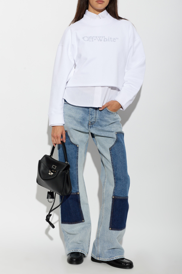Off-White Krátka mikina so surovým zakončením