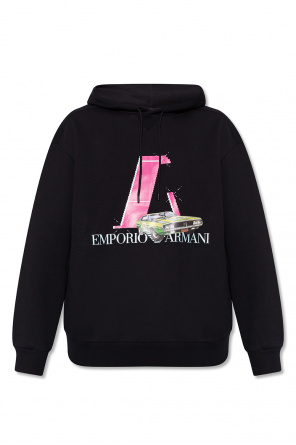 emporio armani graphic-logo black long-sleeved hoodie