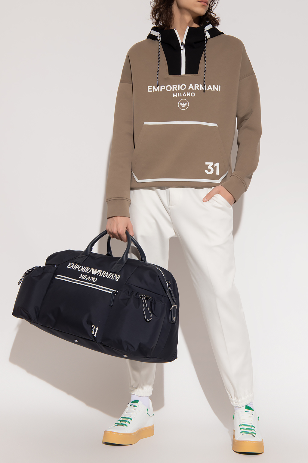 Brown Printed hoodie Emporio Armani - Vitkac KR