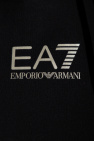 Emporio Armani collarless long-sleeve fluid shirt Logo-printed hoodie