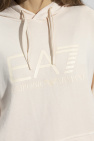 EA7 Emporio Armani cream Logo-printed hoodie
