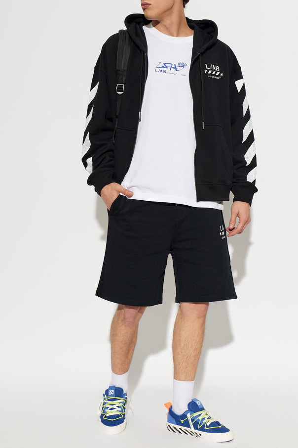 L/AB c/o Off-White Hooded zip-up sweatshirt