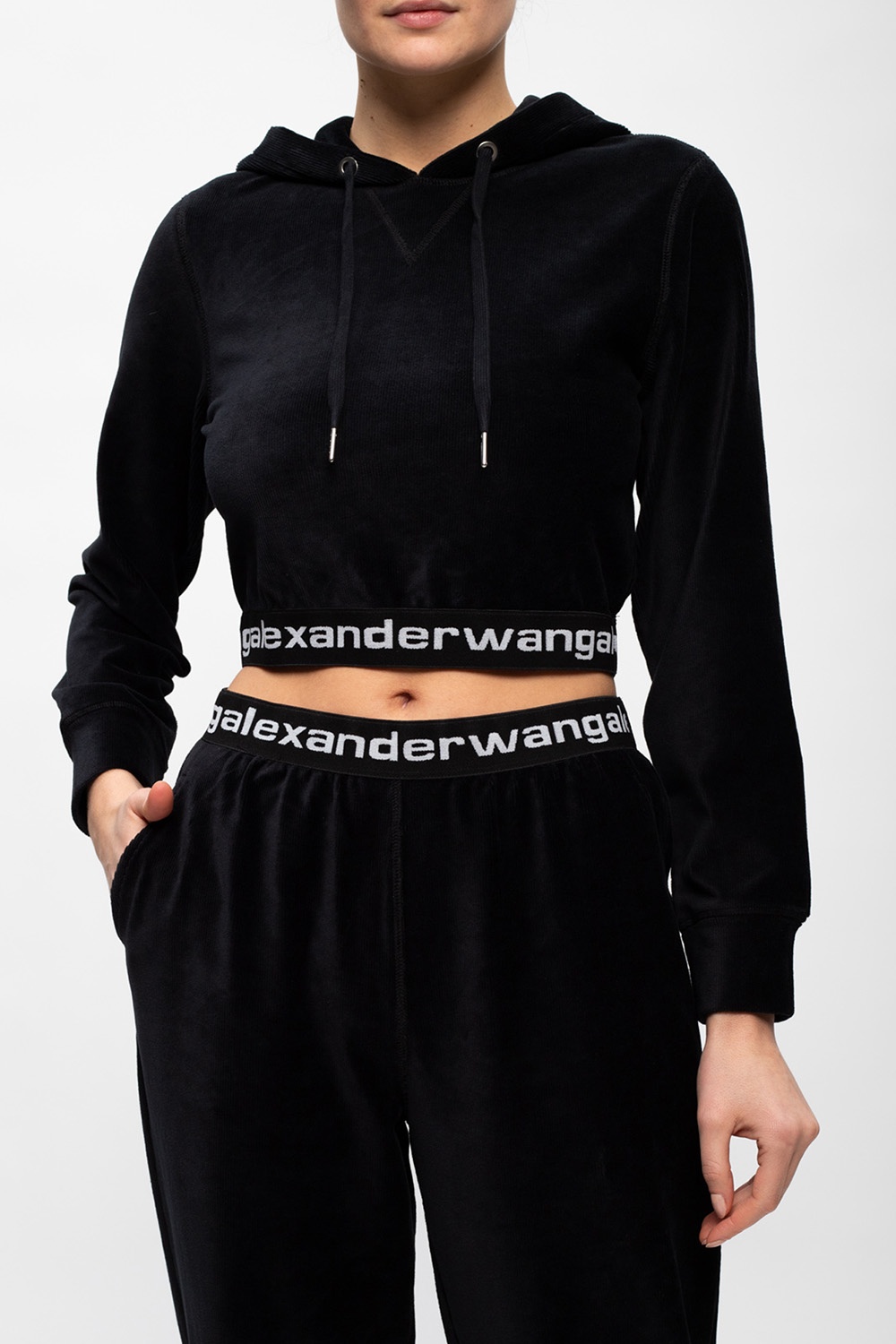 Alexander Wang logo-print cotton-blend hoodie - Black