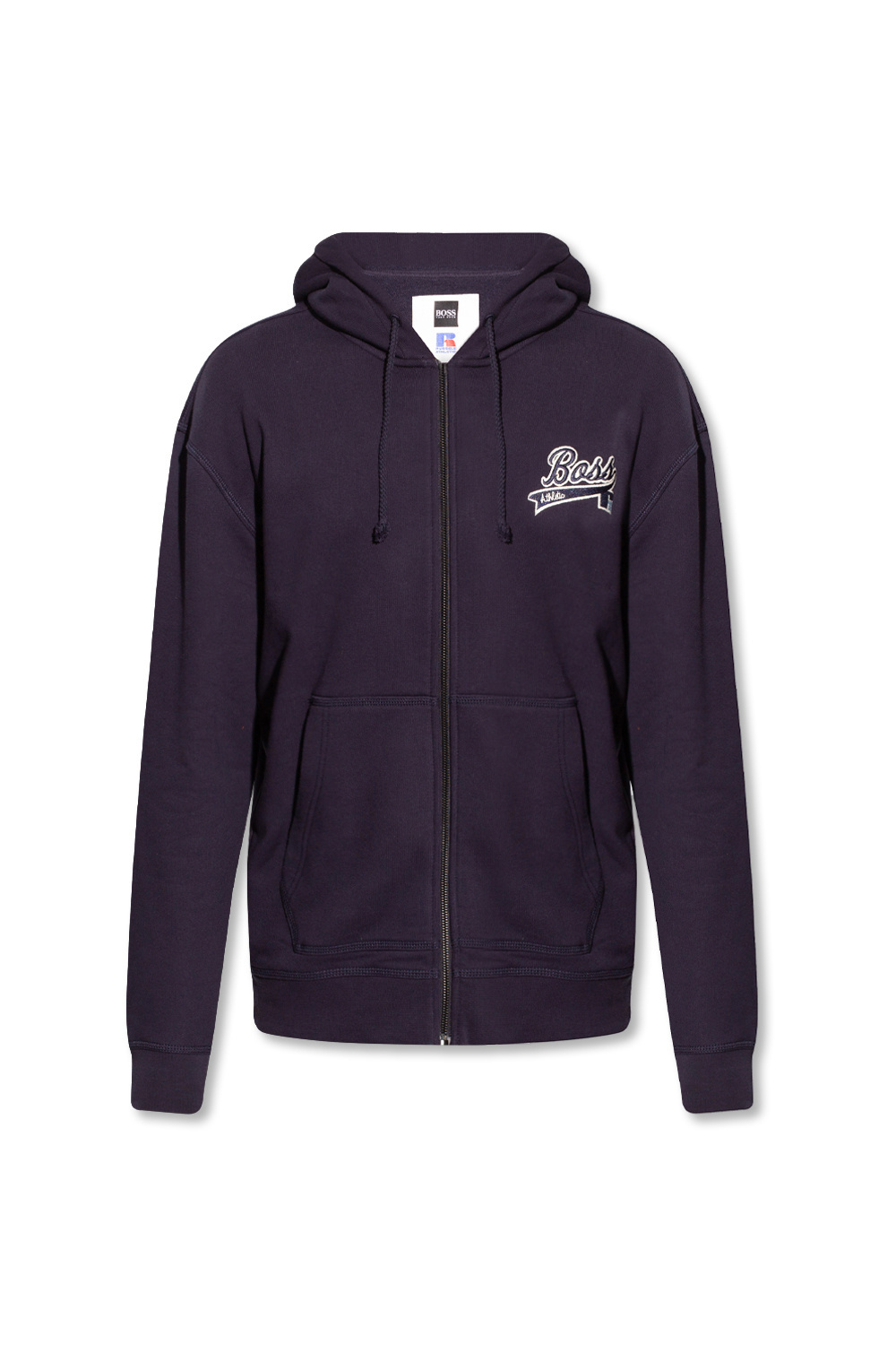 BOSS x Russell Athletic cotton-blend zip-up hoodie with exclusive logo