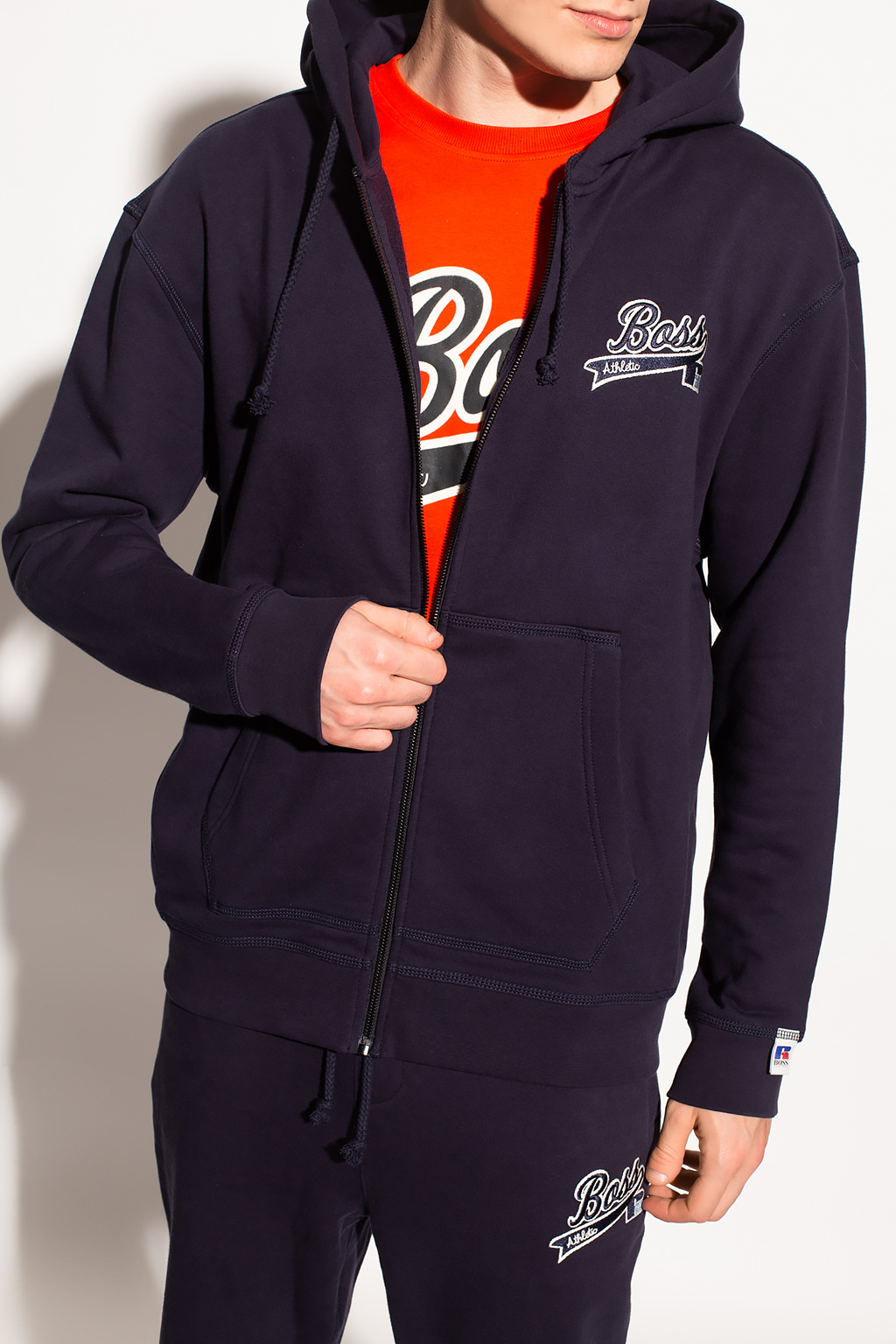 BOSS x Russell Athletic Ragazzi hoodie with logo patch