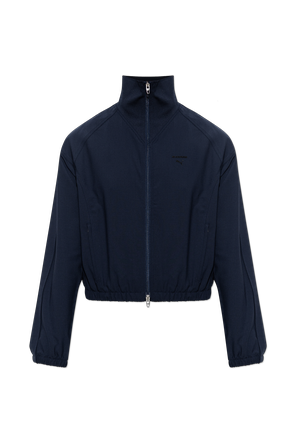 Navy cropped zip-front sweatshirt