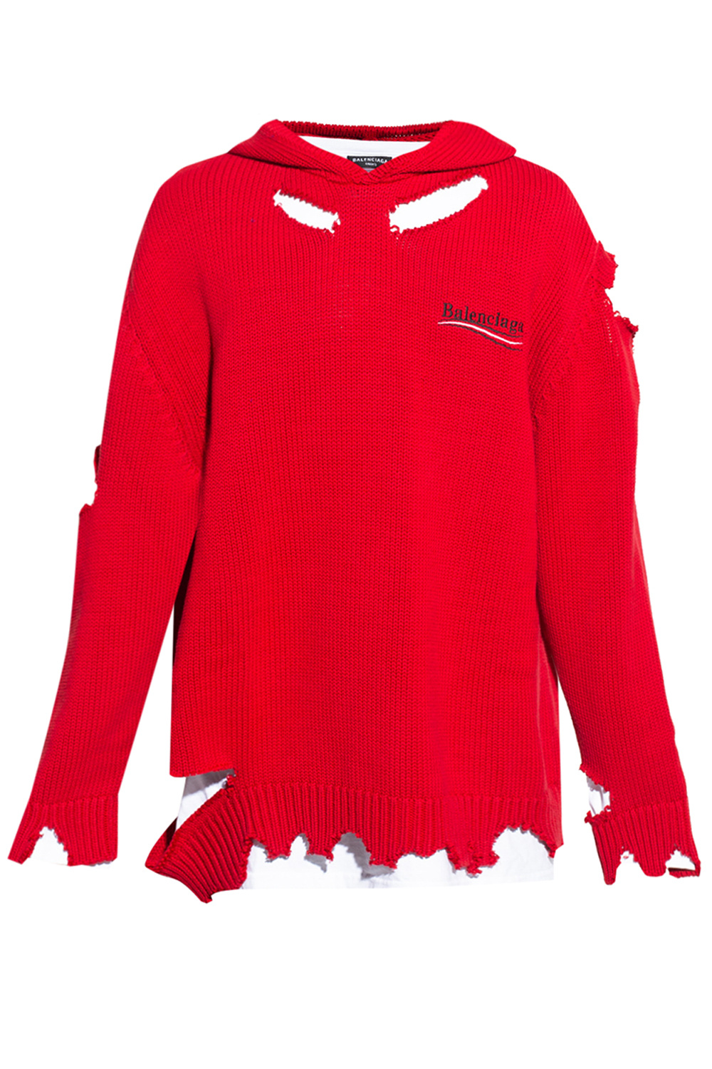 Balenciaga Long sleeve dress sweater is featured on a soft poly-blend fabrication