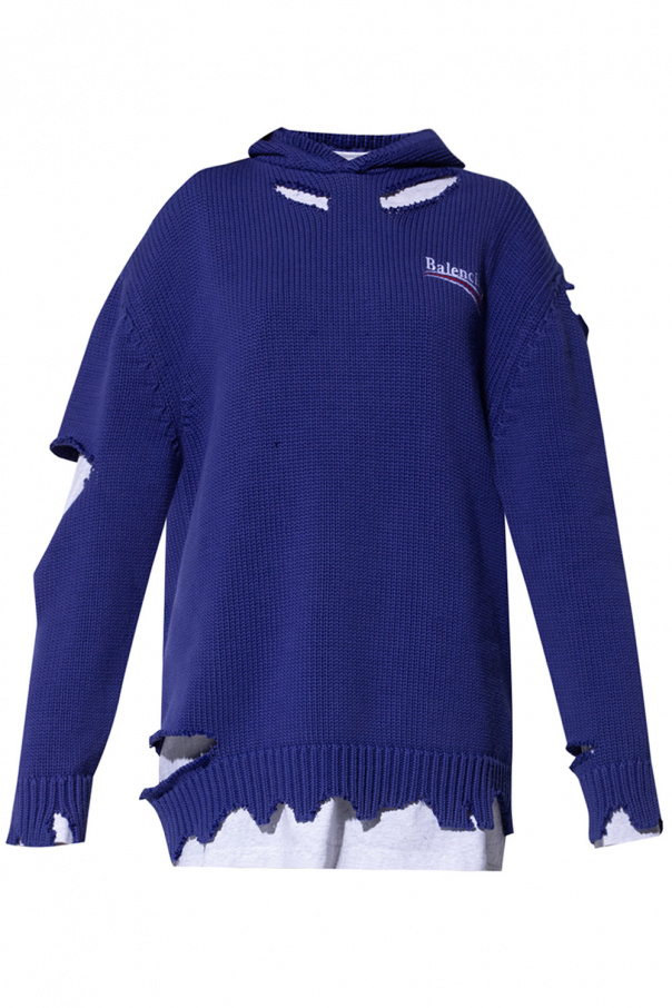 Balenciaga logo-print zipped sweatshirt Blau