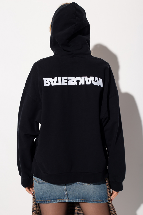 balenciaga logo embroidered hoodie